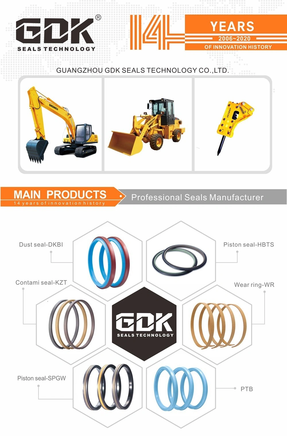 GDK Excavator Hydraulic Cylinder Seal Kit Sk200-8 Arm Repair Kit